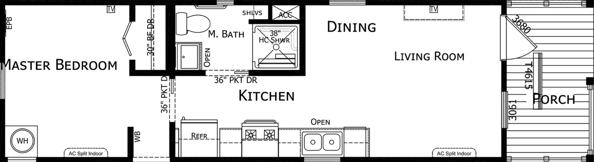 Park model 150 floor plan home features