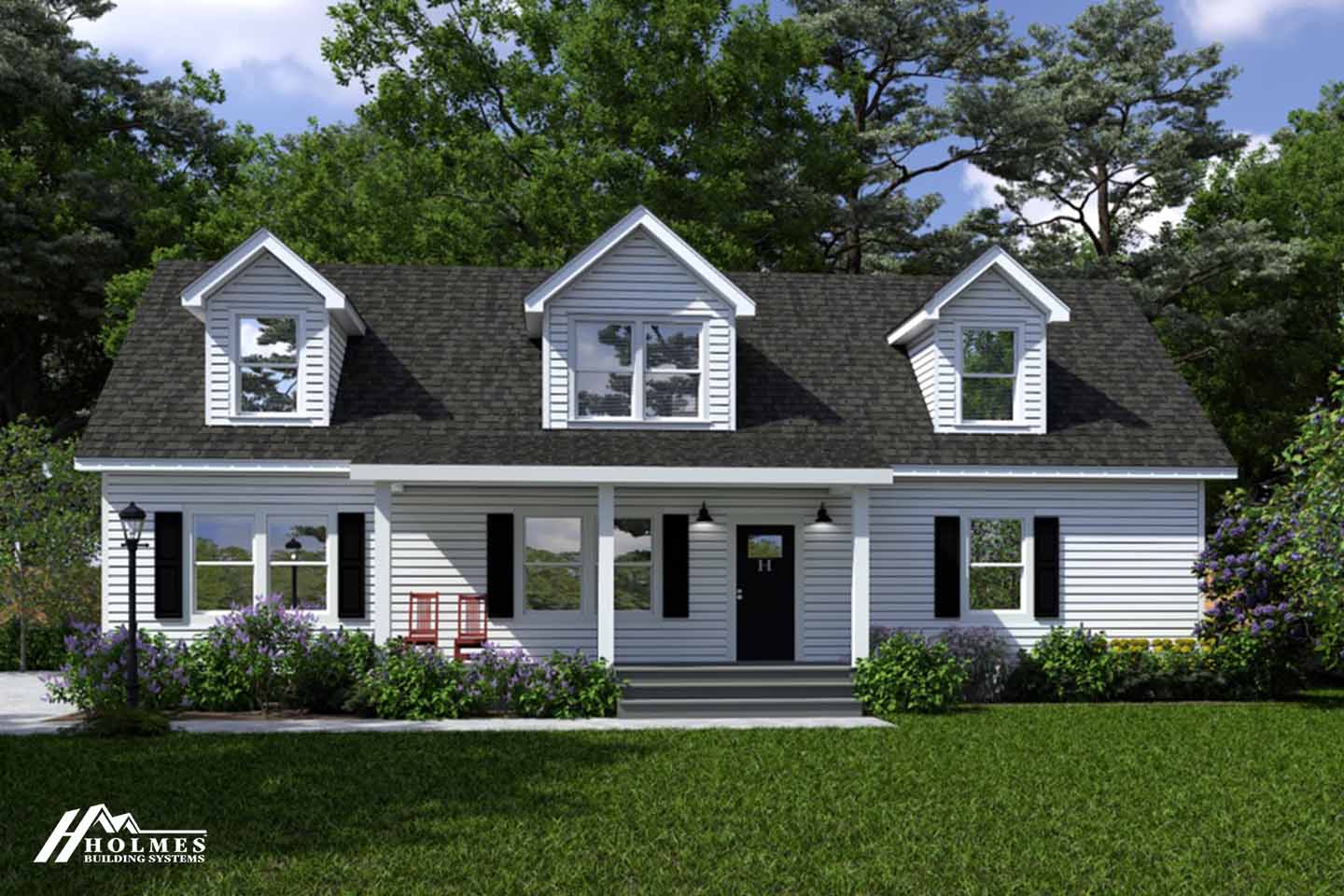 Diamond creek cape elevation, exterior, and hero home features