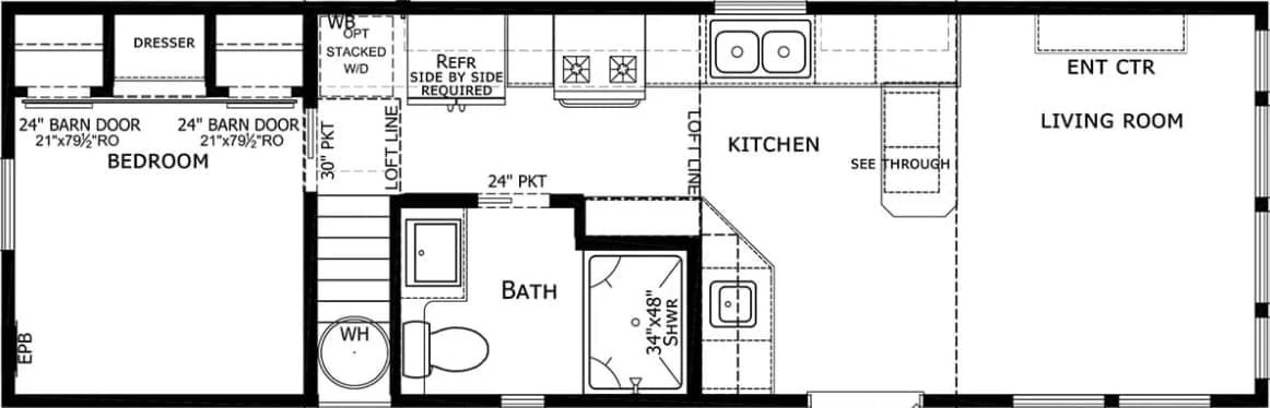 Park model 528l floor plan home features