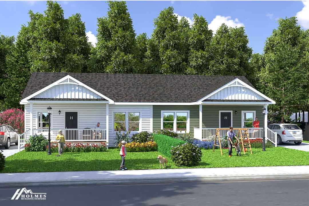 Maple crest duplex elevation and exterior home features