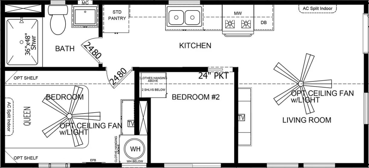 Park model 4110 floor plan home features