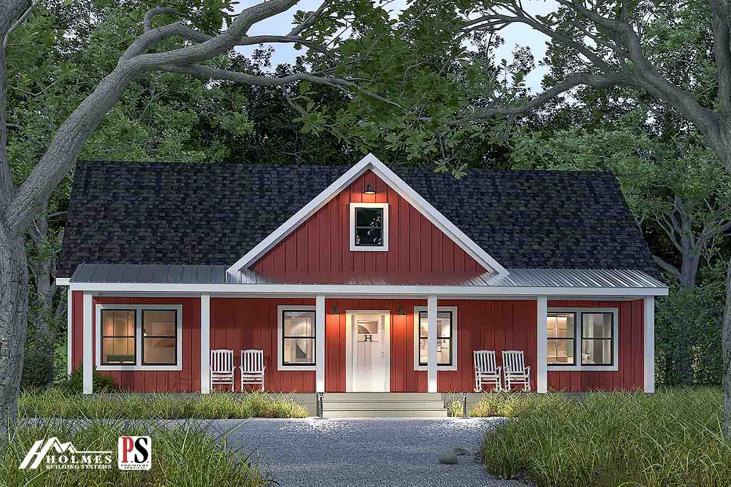 Country farmhouse hero, elevation, and exterior home features