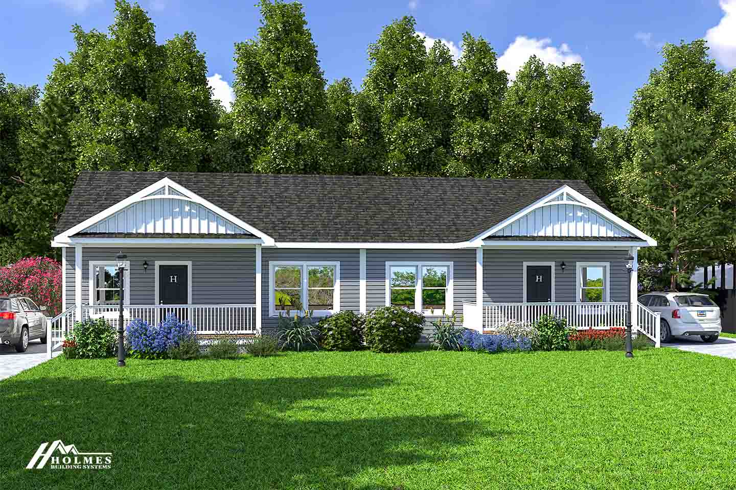 Maple crest duplex hero, elevation, and exterior home features