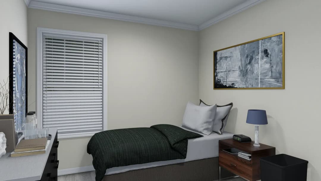 Emerald bedroom home features