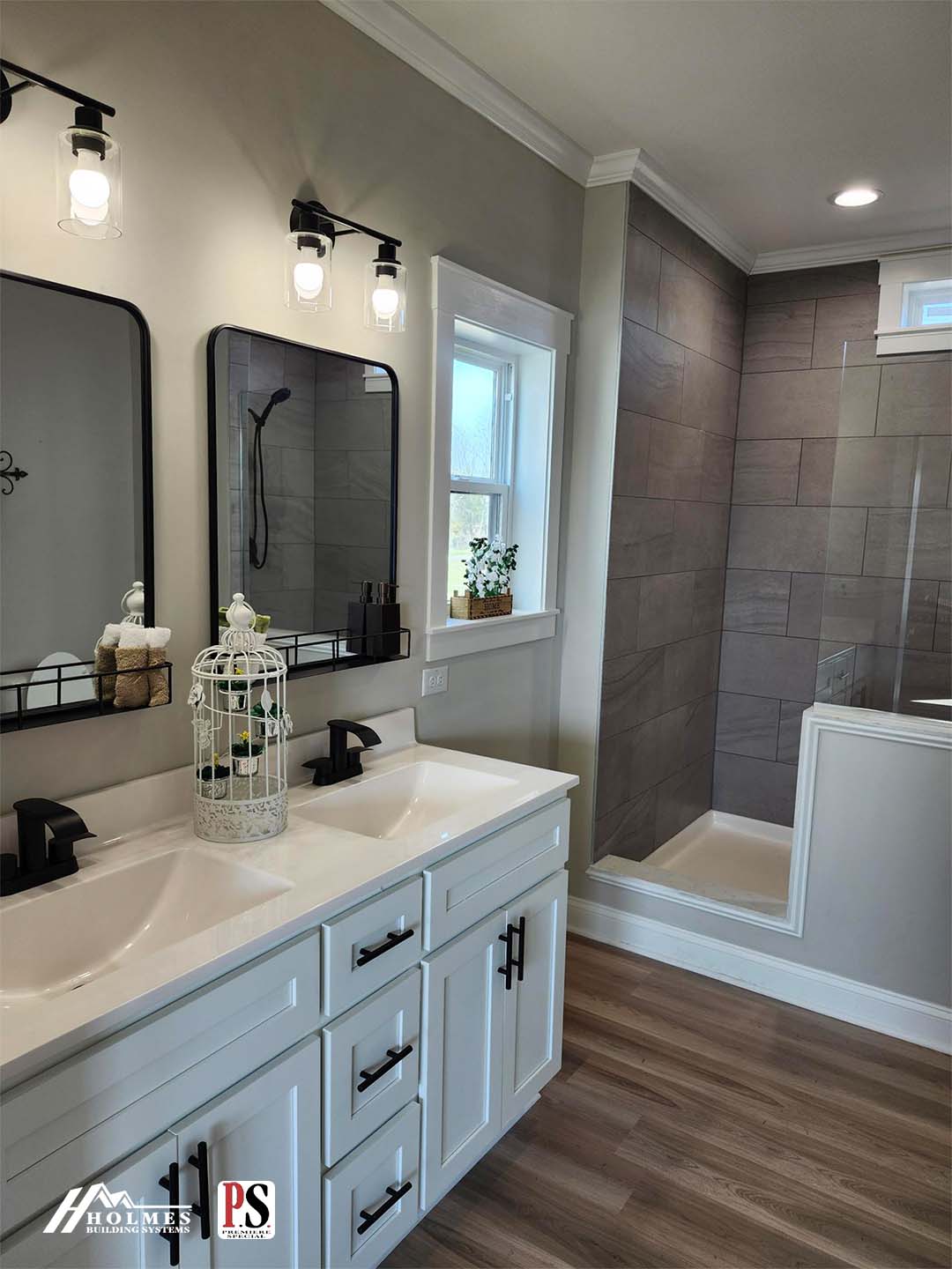 Modern farmhouse bathroom home features