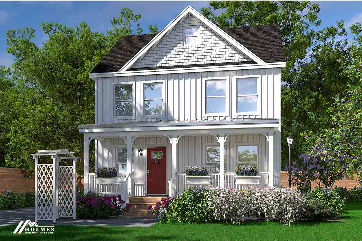 Amelia cozy cottage two story hero, elevation, and exterior home features
