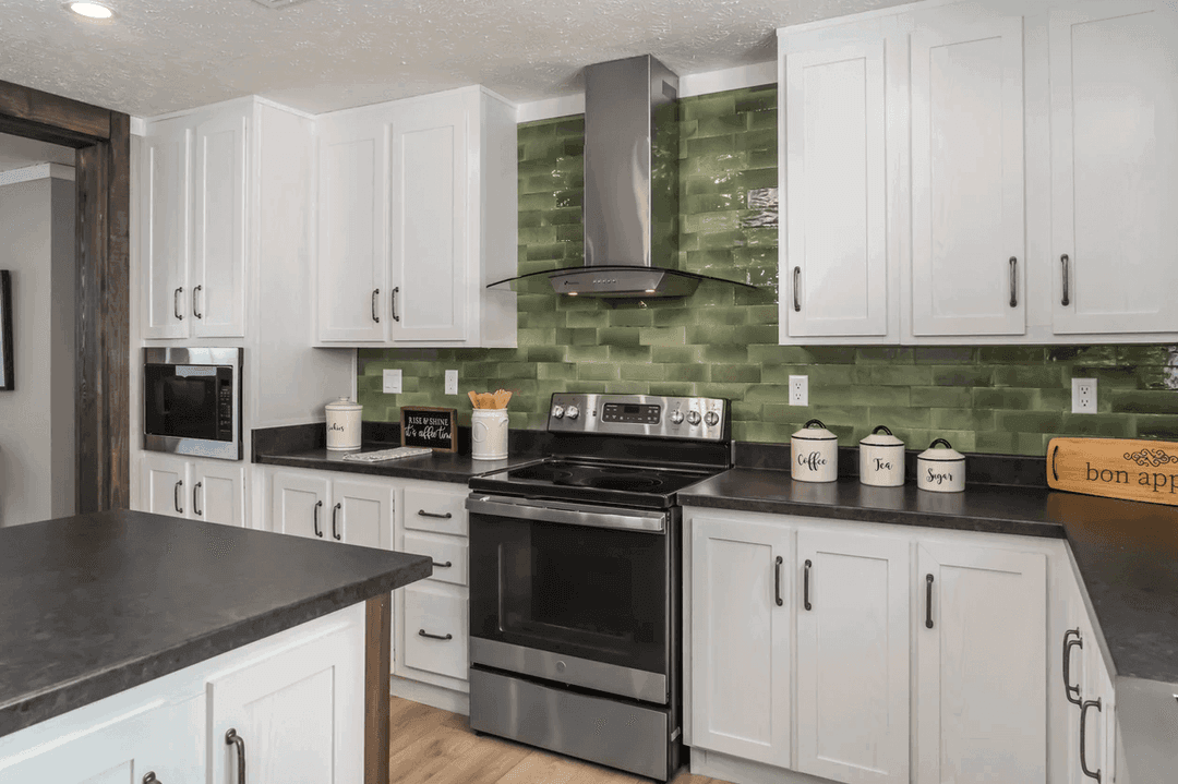 The limestone kitchen home features